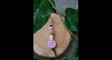 LuFa Creaties Sleutelhanger Lila Bloem Juf