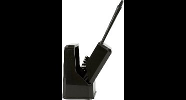 BETRA Toiletborstel met gesloten houder - zwart - kunststof - 14 x 37 cm - staand en hangend te plaatsen