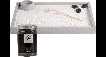 Japanse zen tuin voor thuis/kantoor - wit/zwart zand - 30 x 22 cm