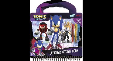 Sonic Totum designer doeboek, tekenen, stickeren, schrijven vakantieboek 25 delig incl. stickers en sjablonen - creatief speelgoed jongens en meisjes