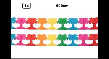 2x Slinger palmboom multicolor 600cm - Carnaval tropical thema feest festival hawai palm party