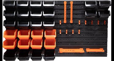 BLACK+DECKER Gereedschapsbord met Opbergbakjes en Hangers - 98 x 23 x 43 CM - 43 Onderdelen - Gereedschapswand