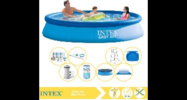 Intex Easy Set Zwembad - Opblaaszwembad - 366x76 cm - Inclusief Afdekzeil, Onderhoudspakket, Zwembadpomp, Filter, Grondzeil, Onderhoudsset, Trap en Voetenbad