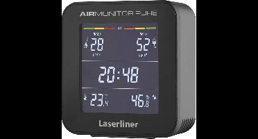 Laserliner AirMonitor "Pure" - Zwitserse precisie-sensor - Fijnstof (allergieën)/ Temperatuur/ Luchtvochtigheid/ Tijd - LED Display - Kleurindicatoren