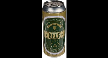 Out of the Blue Spaarpot blikje Bier/Beer - metaal - groen/goud - Drank thema - 16 cm