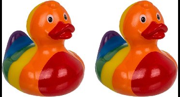 Out of the Blue Rubber badeendje - Gay Pride regenboog thema - 2 stuks