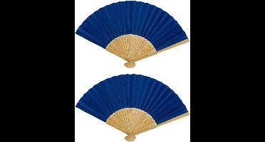 Spaanse handwaaier - 4x - special colours - nachtblauw - bamboe/papier - 21 cm