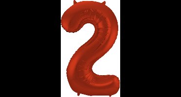 Folat - Folieballon Cijfer 2 Rood Metallic Mat - 86 cm