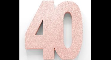 Tafeldecoratie verjaardag 40 rosegoud.