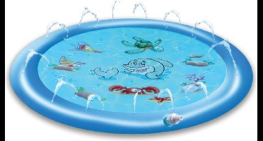 Creative Kids Waterspeelmat 170CM - Watermat met Sproeisysteem - Onderwaterprint - Vanaf 3 Jaar - Kunststof - Blauw