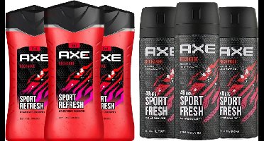 AXE Recharge Sport Refresh - Combi - 3 Deo Spray & 3 Douchegel