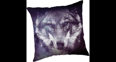 Wolf - blauw - kussensloop - 45x45 cm