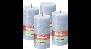 Bolsius - Rustieke Kaars - 4 Stuks - Licht Blauw - Sky Blue - 13cm