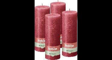 Bolsius - Rustieke Kaars - 4 Stuks - Rood - 19cm