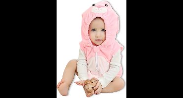 BoefieBoef Zomer Dieren Baby Romper Roze Konijn - Schattige en Comfortabele Onesie voor Baby's van 12-24 Maanden 1-2 jaar M - Kraamcadeau Tip - Dierenpak - Verkleedkostuum - Verkleedkleding - Boxpak - Kruippak - Carnaval - Sinterklaas en Kerst Cadeau