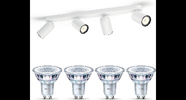 Philips Pongee Opbouwspot (Wit) - Warmwit Licht - Plafondspot met 4 Lichtpunten - GU10 - Niet Dimbaar
