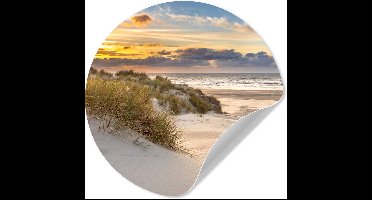 WallCircle - Behangcirkel - Zelfklevend behang - Strand - Zee - Zon - Duin - Kamerdecoratie - 30x30 cm - Behangsticker - Behang rond - Wanddecoratie cirkel - Cirkel behang
