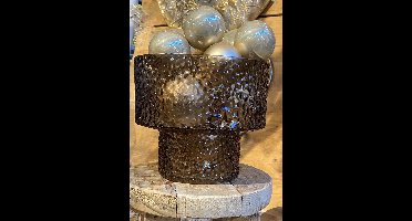 Vaas Barbara | Wijde Hals | Taupe | Uniek Model | Ø 20 cm x 17 H cm