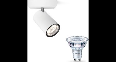 Philips Kosipo Opbouwspot (Wit) - Warmwit Licht - Wandspot of Plafondspot met 1 Lichtpunt - GU10 - Niet Dimbaar