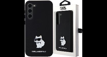 Karl - Lagerfeld - Siliconen Choupette Metal Pin hoesje voor Samsung Galaxy S24 - zwart