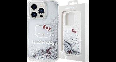 Hello - Kitty - Liquid Glitter Charms Kitty Head case voor iPhone - 13 - Pro / 13 - zilver