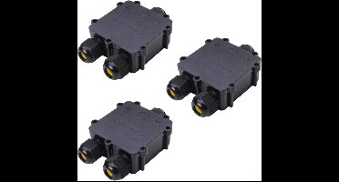 Waterdichte lasdoos voor 3 kabels - Voordeelset van 3 stuks - Y-stuk - 4 tot 14 mm - IP68 - Kabeldoos - Kabelverbinden waterdicht - Zwart