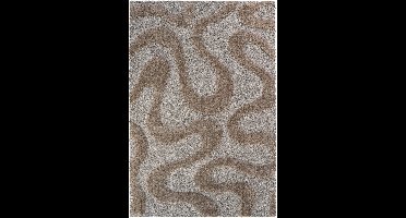 Rugsman Osaka 013.007.7222 Vloerkleed - 160 x 230 cm - Bruin - Rechthoekig - Polyester - Woonkamer - Abstract - Shaggy - Hoogpolig