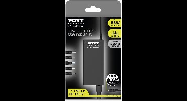 Port Connect 65W - Universele Laptop Oplader voor Asus - 5 Aansluitingen - Zwart