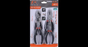 FX Tools Tangenset - 4-delig - 15 cm - kniptang/schuiftang/combitang/punttang - gereedschapset