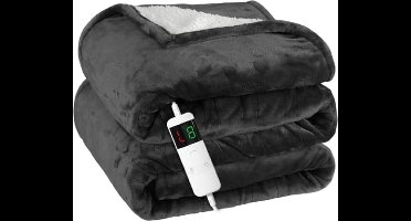 Elektrische elektrische deken, snel verwarmde deken, deken van zacht flanel, 135 x 200 cm, 10 niveaus, grijs (grijs, 135 x 200 cm)