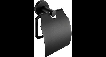 Profielenloods - Wc Rolhouder zwart met klep - Monteren met schroeven