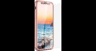 360 bescherming harde hoes + gehard glas voor iPhone 11 Pro Roze