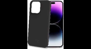 Celly Cromo Siliconen hoesje - Geschikt voor Apple iPhone 15 Pro Max - TPU Back Cover - Microfiber - Zwart
