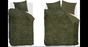 At Home by BeddingHouse Cosy Corduroy Dekbedovertrek - Eenpersoons - 140x200/220 cm - Groen