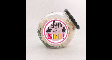 Snoeppot - "Liefs van de Sint" Sinterklaas cadeau - snoeppot gevuld met hartjes - Sinterklaas geschenk - snoepcadeau Sint