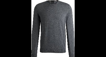 BOSS Botto regular fit trui wol - heren trui middeldik O-hals - middengrijs