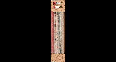 Kerst inpakpapier set - 11-delig - 200 x 70 cm - Bruin