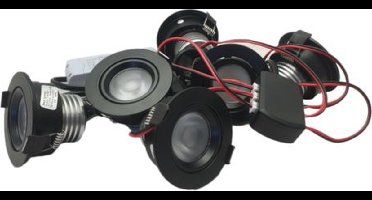 LED Set van 6 Inbouwspots - 4W - Zwart - 2700K - Dim - Ø62-ZM52 - Gratis Trafo