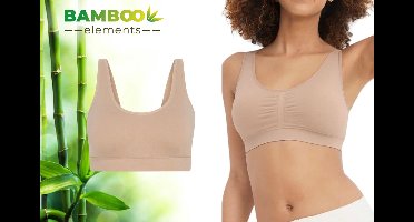 Bamboo Elements Naadloze BH Zonder Beugel - Nude - Uitneembare BH pads - Bralette Dames - Beha - Bamboe - Seamless Ondergoed Dames