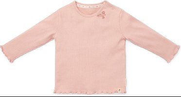Little Dutch Shirt Meisje - Maat 104 - Geborduurd Shirt Lange Mouw - Kinderkleding Meisjes - Roze - Biologisch Katoen - Little Farm Soft Rose