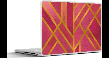 Laptop sticker - 14 inch - Goud - Design - Roze - 32x5x23x5cm - Laptopstickers - Laptop skin - Cover