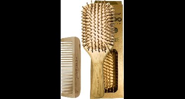 green-goose® Bamboe Borstel en Kam - Duurzame Haarverzorgingsset - stevig, anti-statisch en licht in de hand