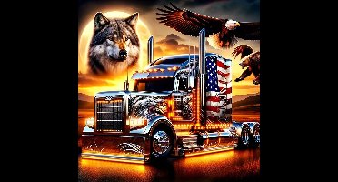 Diamond painting set - Amerikaanse Truck Met Dieren - 30x30cm