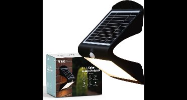 FlinQ Atalanta - Solar Wandlamp Buiten - Buitenlamp op Zonne Energie met Bewegingssensor - LED Tuinverlichting met Dag en Nacht Sensor - Buitenverlichting - Zwart