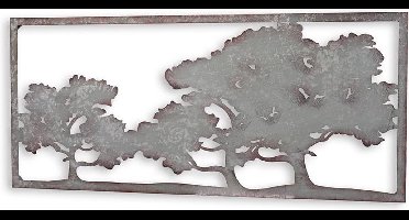 Ijzeren decoratie - Bomenlandschap - wanddecoratie - 56 cm hoog
