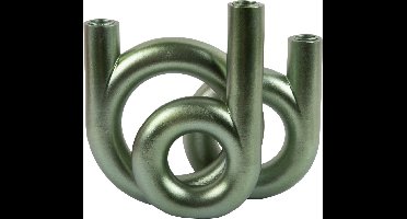 Present Time Kandelaar Rings Medium - Groen - 18x12x20cm - Scandinavisch - Polyresin - Moederdag - Moederdag cadeautje - Moederdag cadeau voor mama