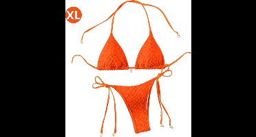 Bovista Bikini Dames - Meisjes Bikini - Badpak - Push Up - Vrouwen Badkleding - Zwemmen - Sexy Set - Top & Broekje - Rood Oranje - Maat XL