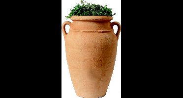 Graf regenton Antiek Amfoor 360 L - Terra-met kraantje -met vulautomaat voor ronde regenpijp