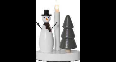 Star Trading LED kandelaar Christmas Joy, sneeuwpop en kerstboom, wit, hout, decoratief licht, warm wit, 21cm
