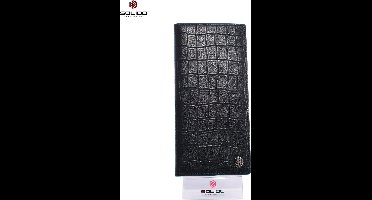 Solido Luxe Zwarte Leren Kaarthouder voor Heren – Verfijnde Krokodillenlook met 9 Kaartsleuven, Verborgen Vakken en Muntvak met Rits